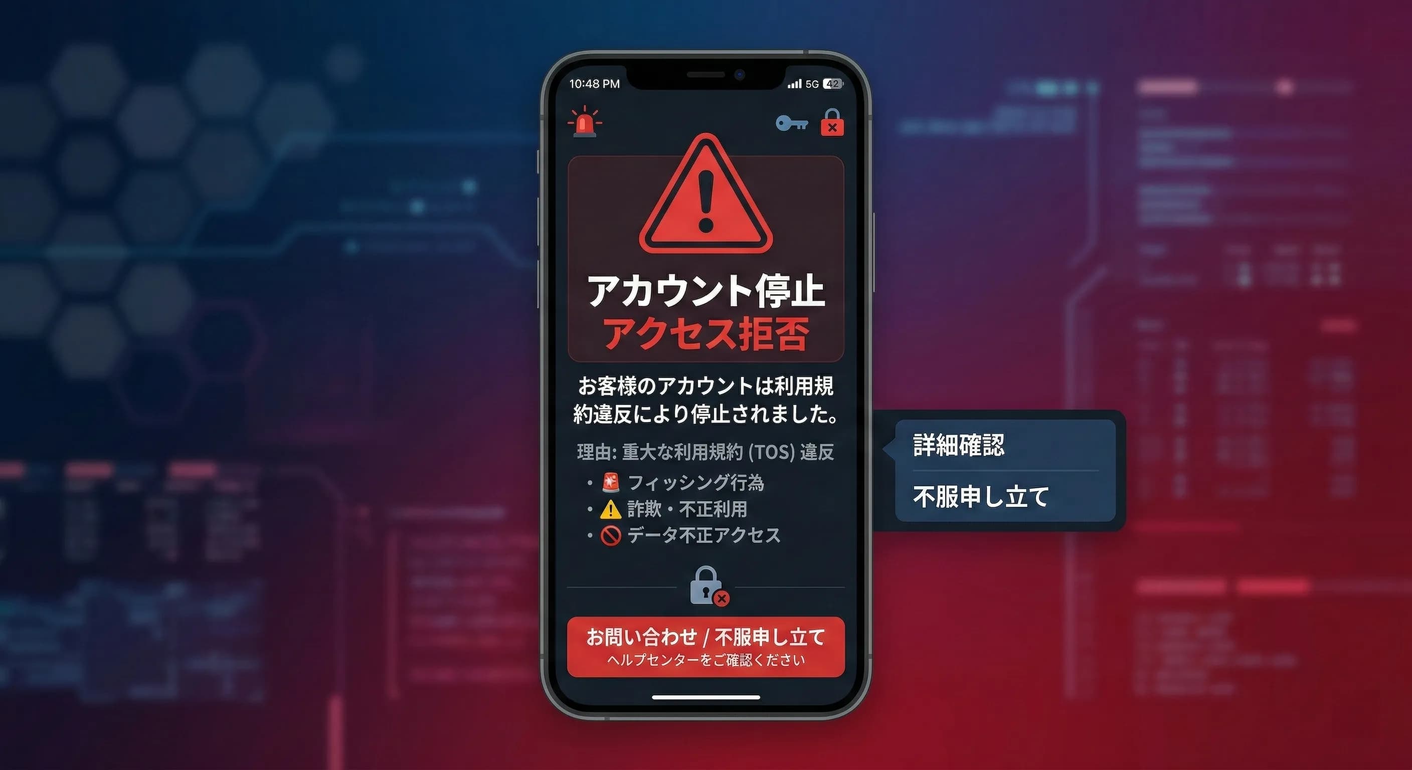 強制退会の警告画面