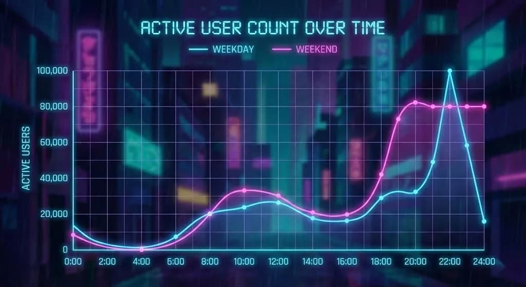 PCMAXのアクティブ時間帯グラフ