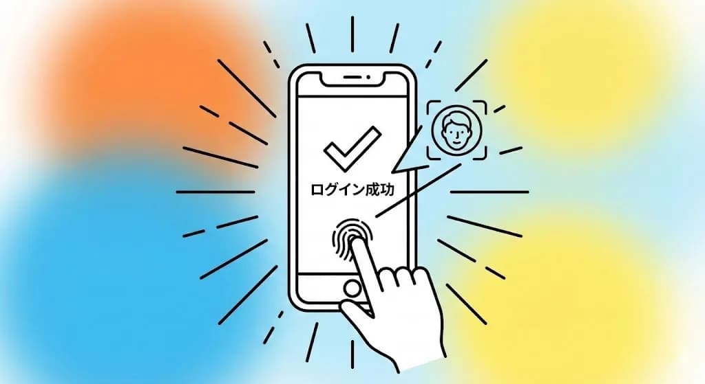 生体認証ログインのイラスト