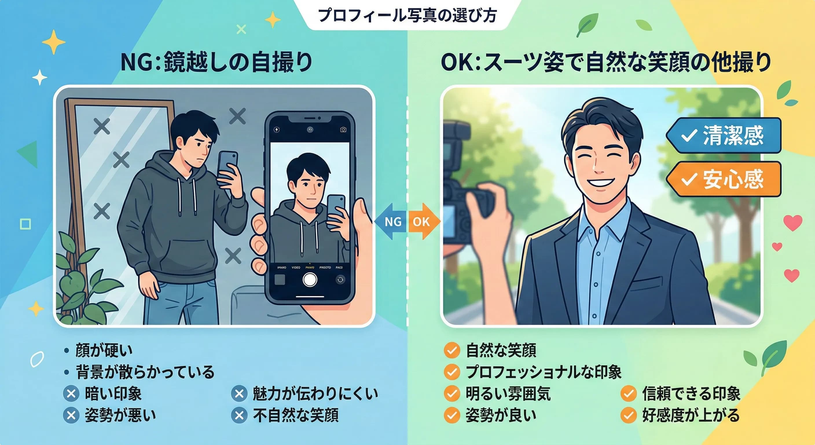 良いプロフィール写真の具体例