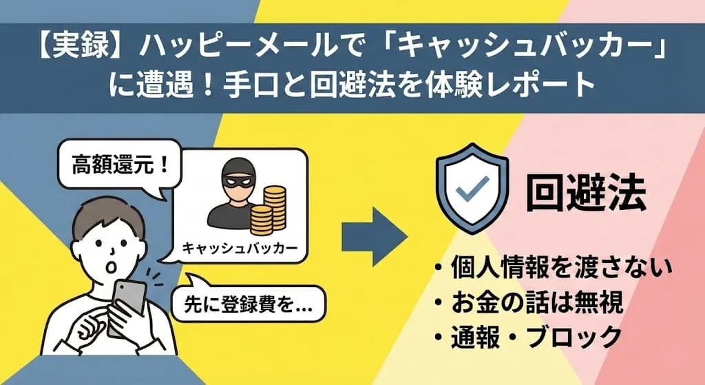 【実録】ハッピーメールで「キャッシュバッカー」に遭遇！手口と回避法を体験レポート