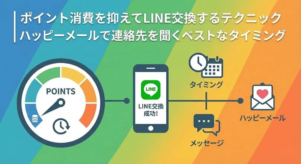 ポイント消費を抑えてLINE交換するテクニック｜ハッピーメールで連絡先を聞くベストなタイミング