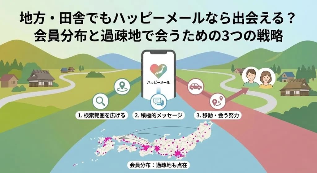 地方・田舎でもハッピーメールなら出会える？会員分布と過疎地で会うための3つの戦略
