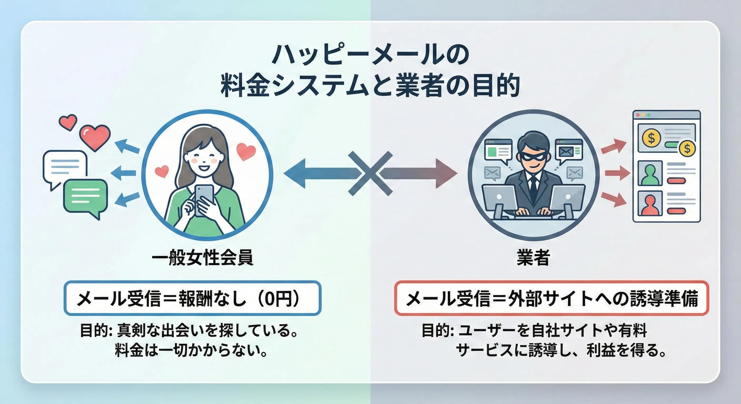 ハッピーメールのシステム解説図