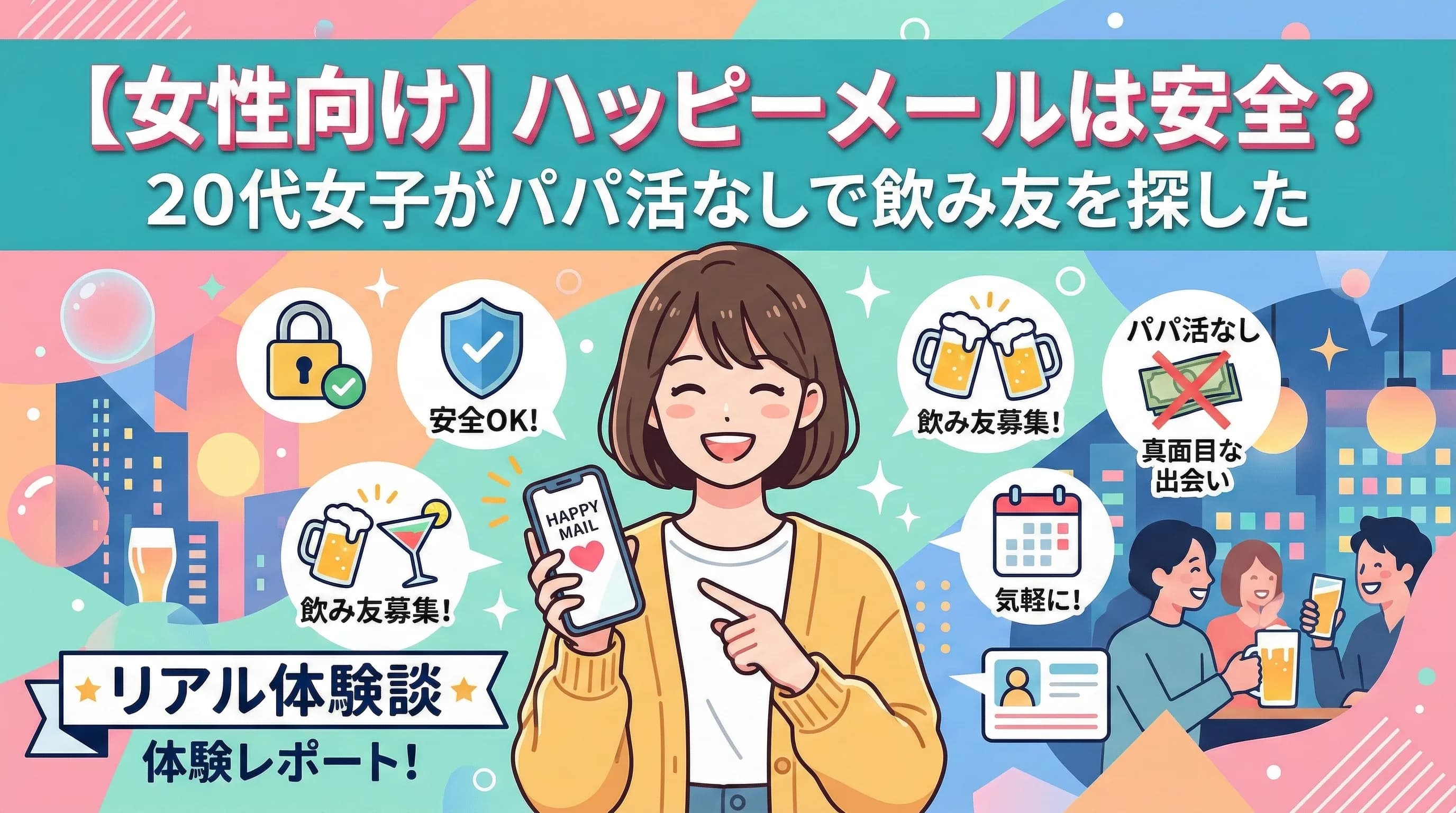 【女性向け】ハッピーメールは安全？20代女子がパパ活なしで飲み友を探したリアル体験談