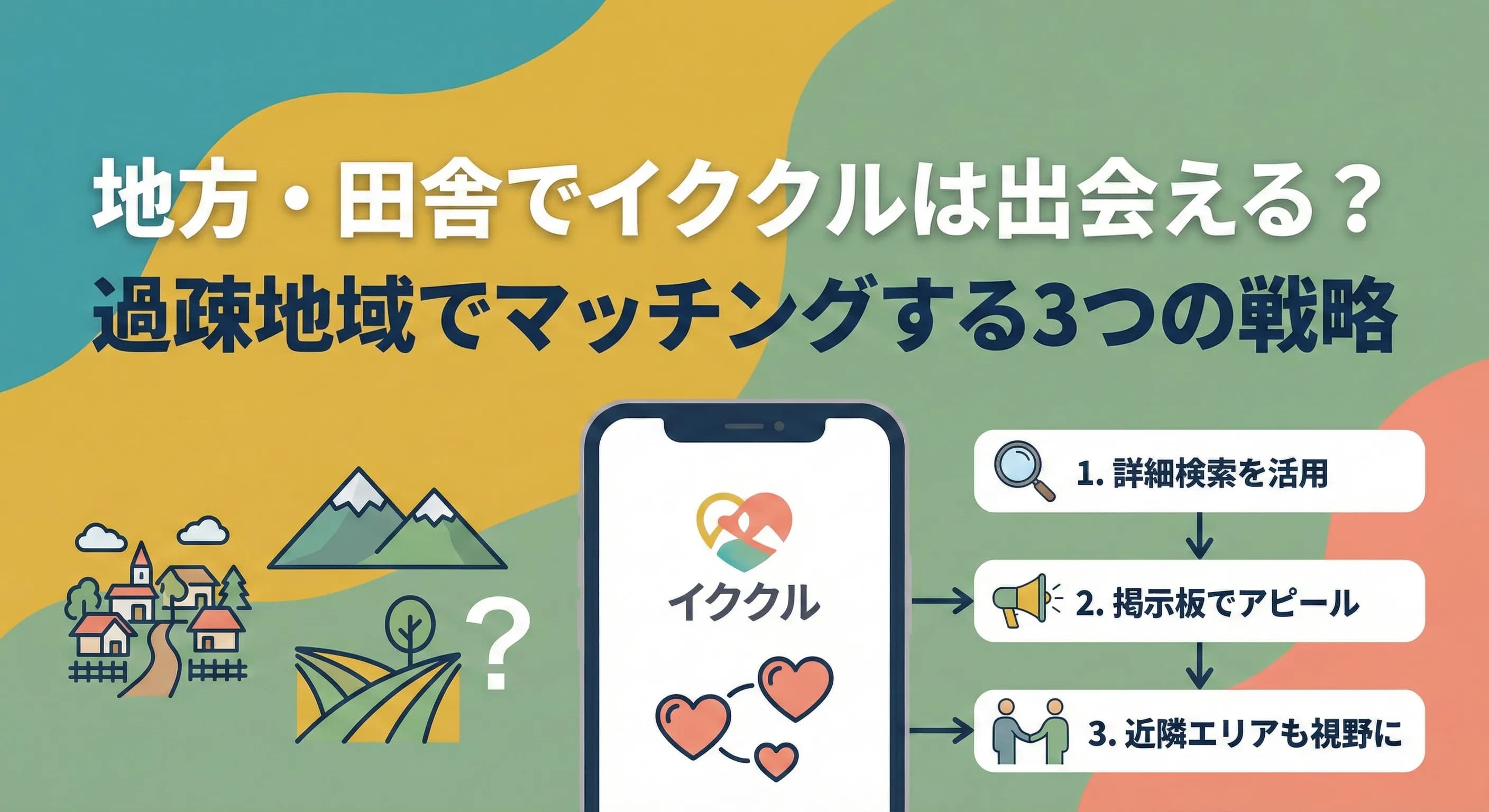 地方・田舎でイククルは出会える？過疎地域でマッチングする3つの戦略