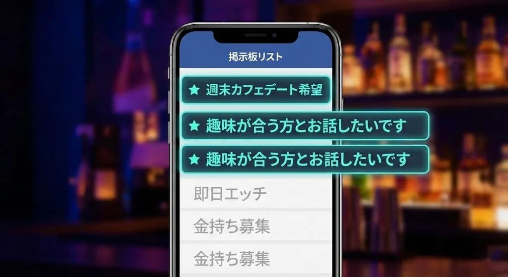 PCMAX掲示板のスマホ一覧画面イメージ