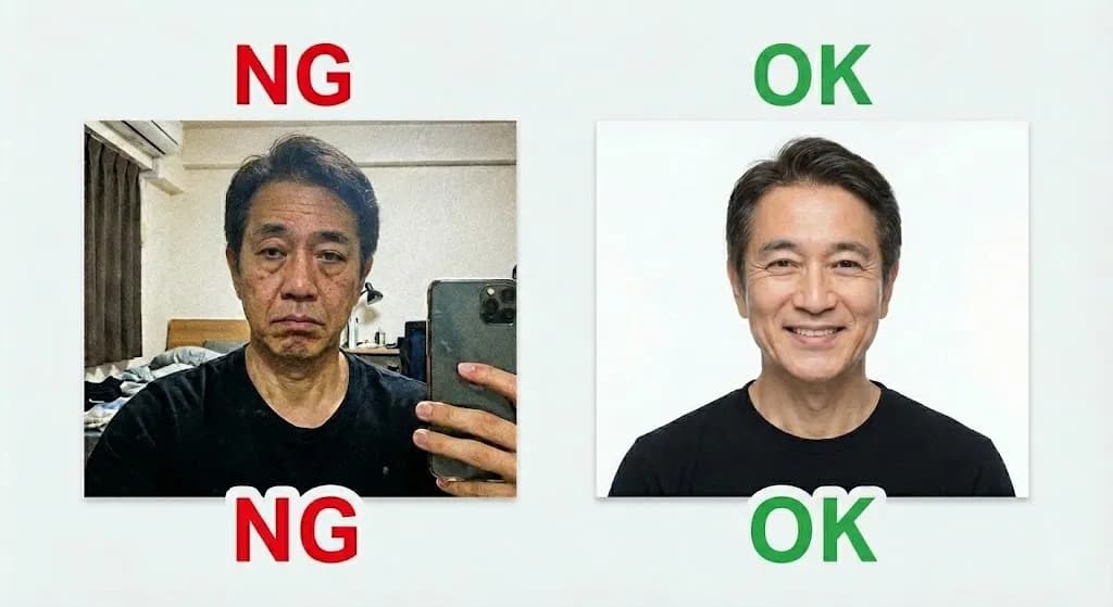 プロフィール写真のNGとOK比較
