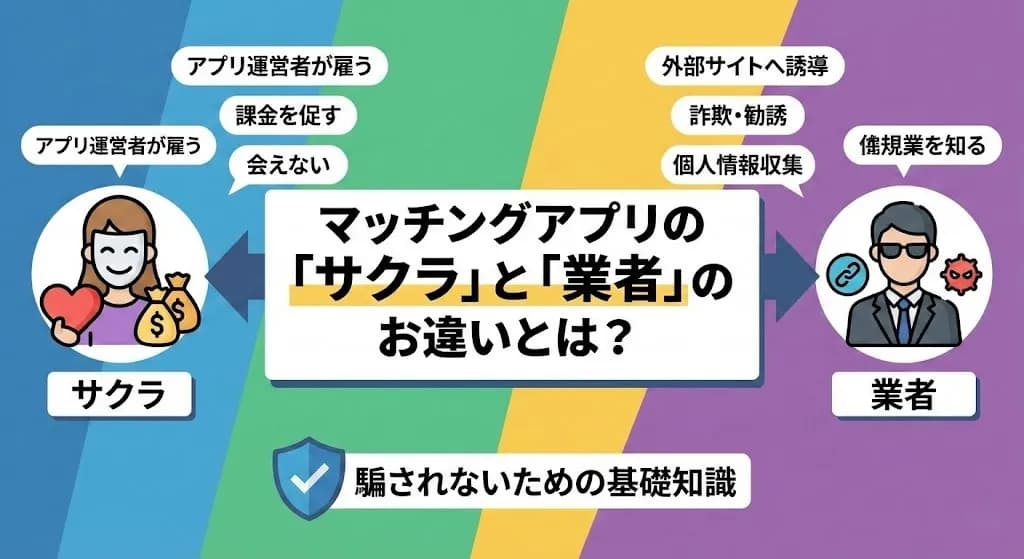 マッチングアプリの「サクラ」と「業者」の違いとは？初心者が騙されないための基礎知識