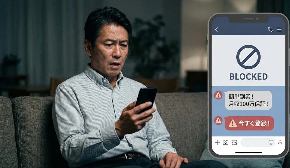 スマホを持つ50代男性