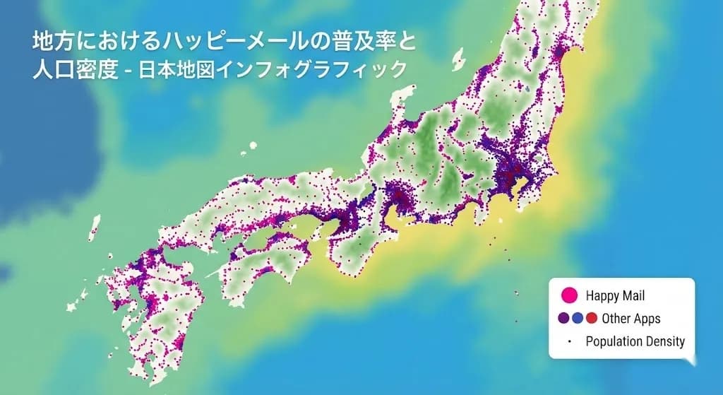ハッピーメールと他社アプリの会員分布イメージ