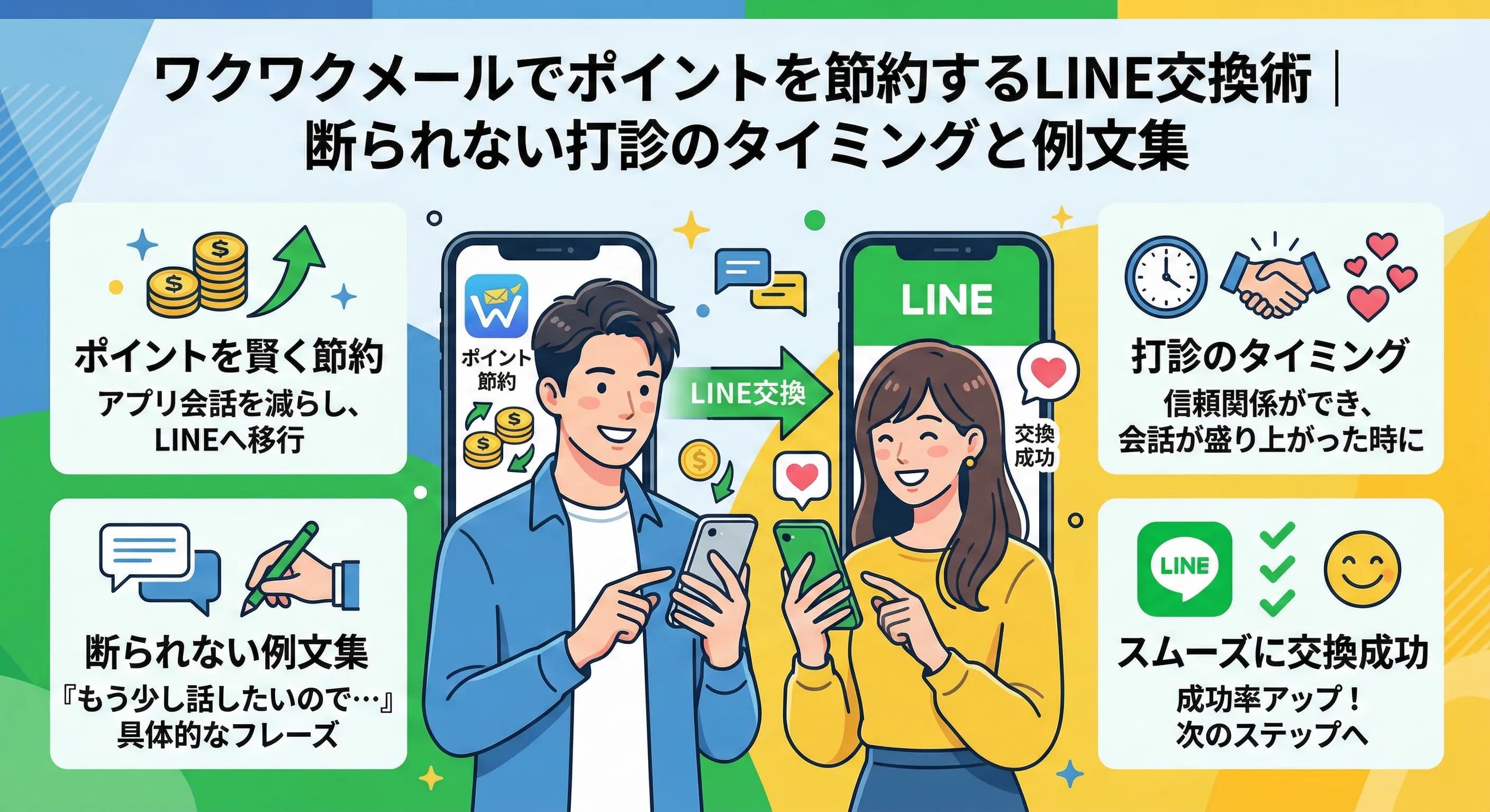 ワクワクメールでポイントを節約するLINE交換術｜断られない打診のタイミングと例文集