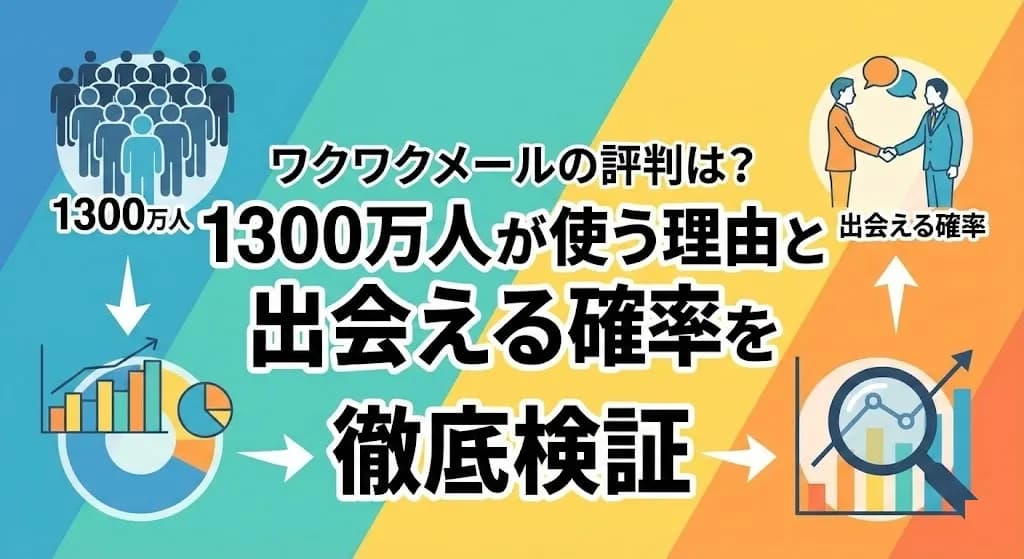 ワクワクメールの評判は？1300万人が使う理由と出会える確率を徹底検証