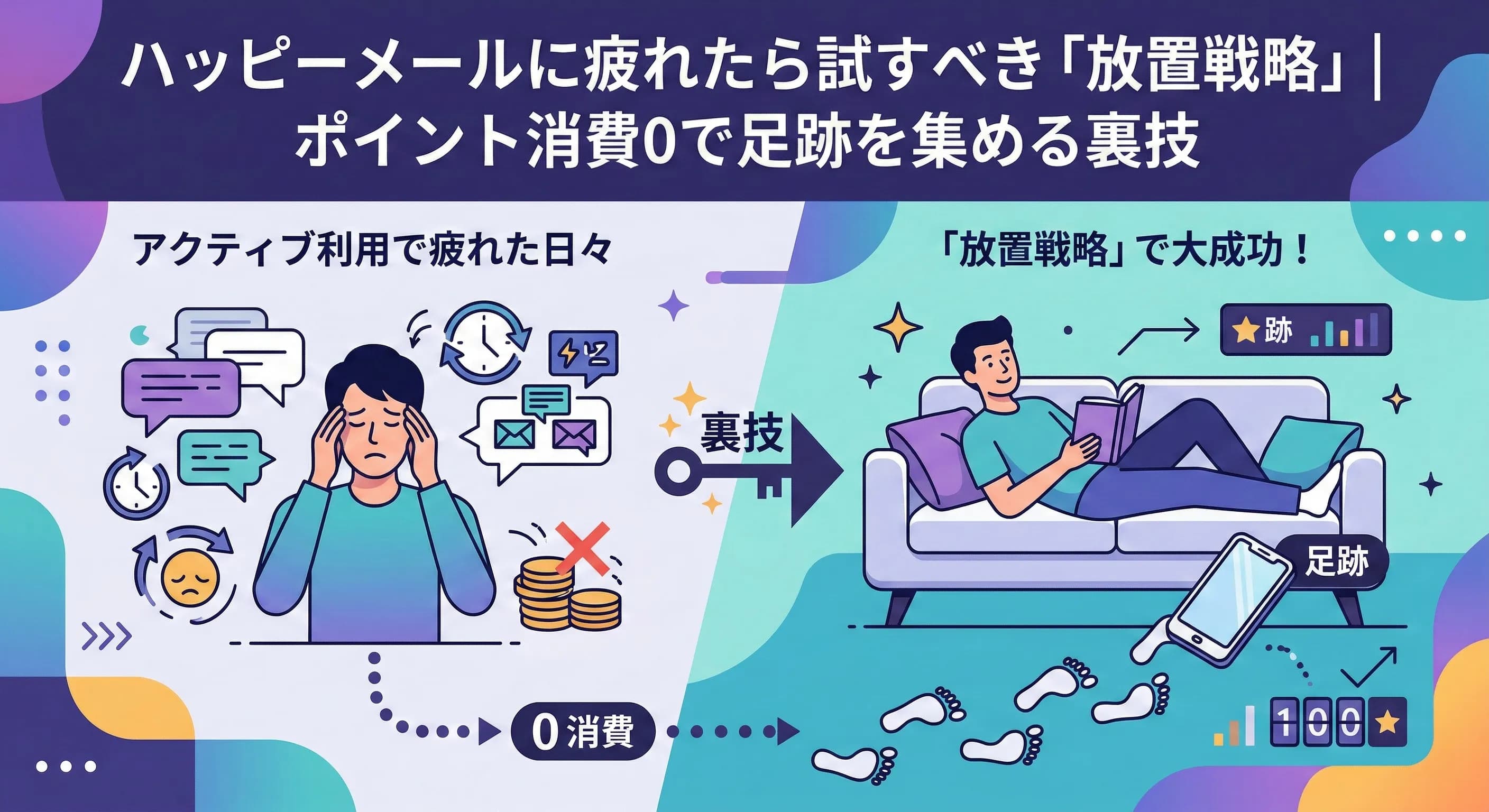 ハッピーメールに疲れたら試すべき「放置戦略」|ポイント消費0で足跡を集める裏技