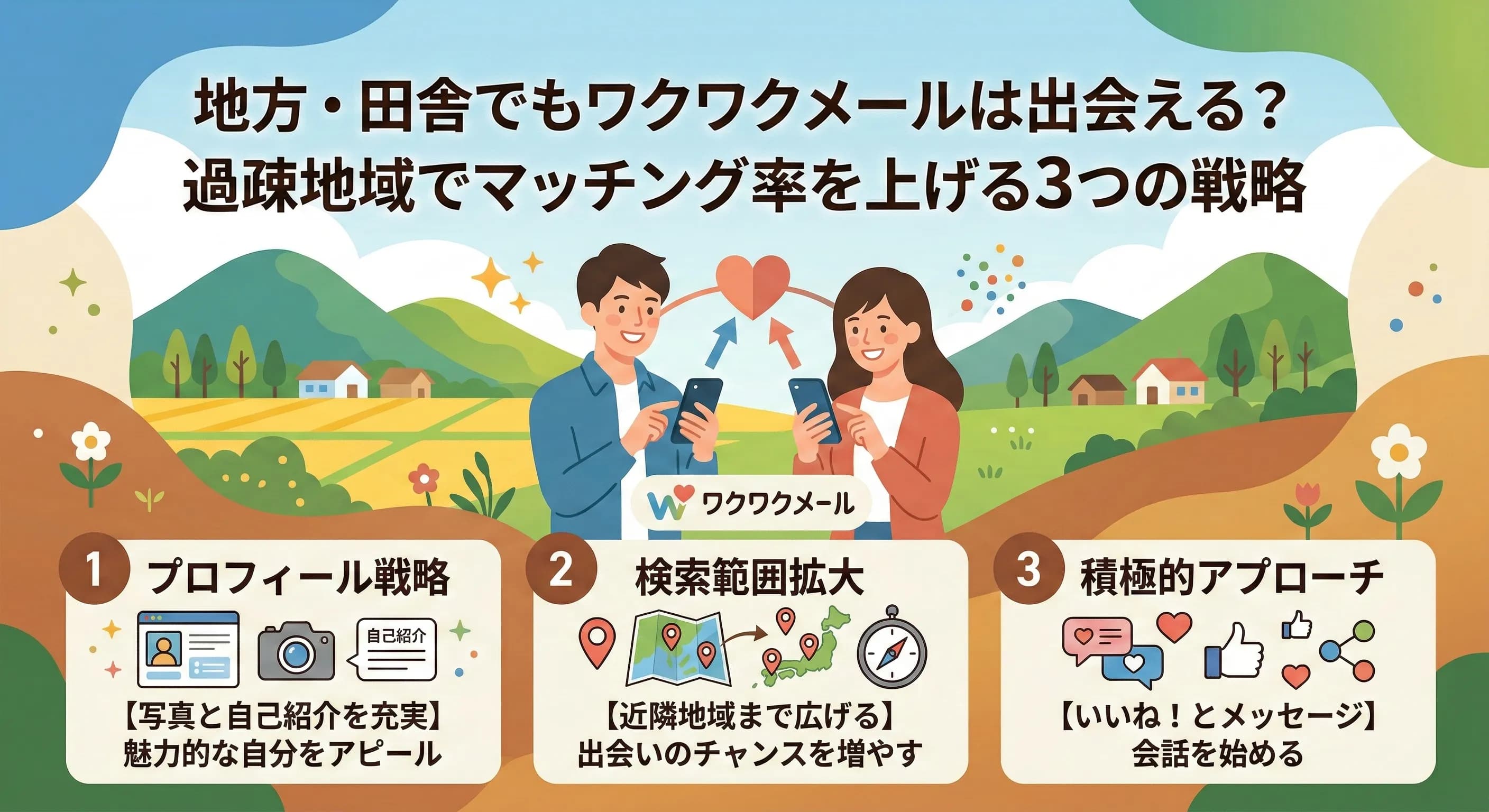 地方・田舎でもワクワクメールは出会える?過疎地域でマッチング率を上げる3つの戦略
